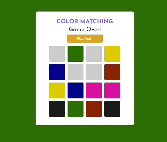 Color Matching Game in JavaScript Free Source Code SourceCodester
